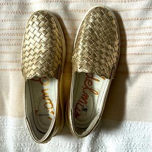 Sam Edelman gold slip on sandals